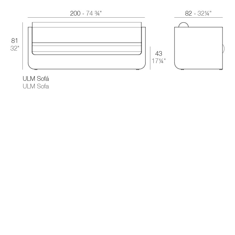 Vondom Ulm Lounge Sofa 200 cm Maße