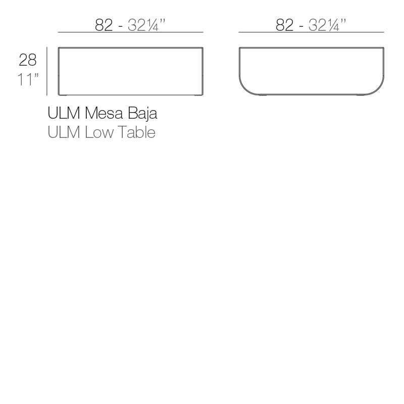 Vondom Ulm Loungetisch 82 cm, quadratisch Maße