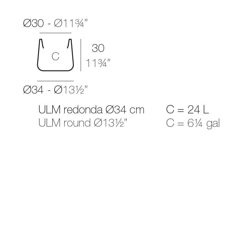 Vondom Ulm Pflanzgefäß rund, 34 cm Maße
