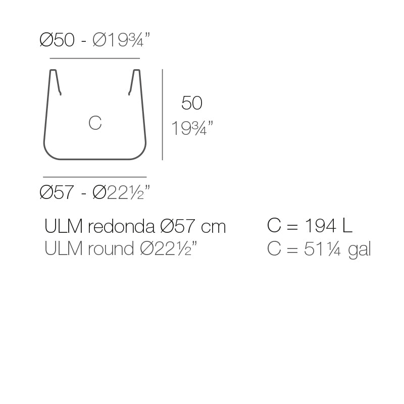 Vondom Ulm Pflanzgefäß rund, 57 cm Maße