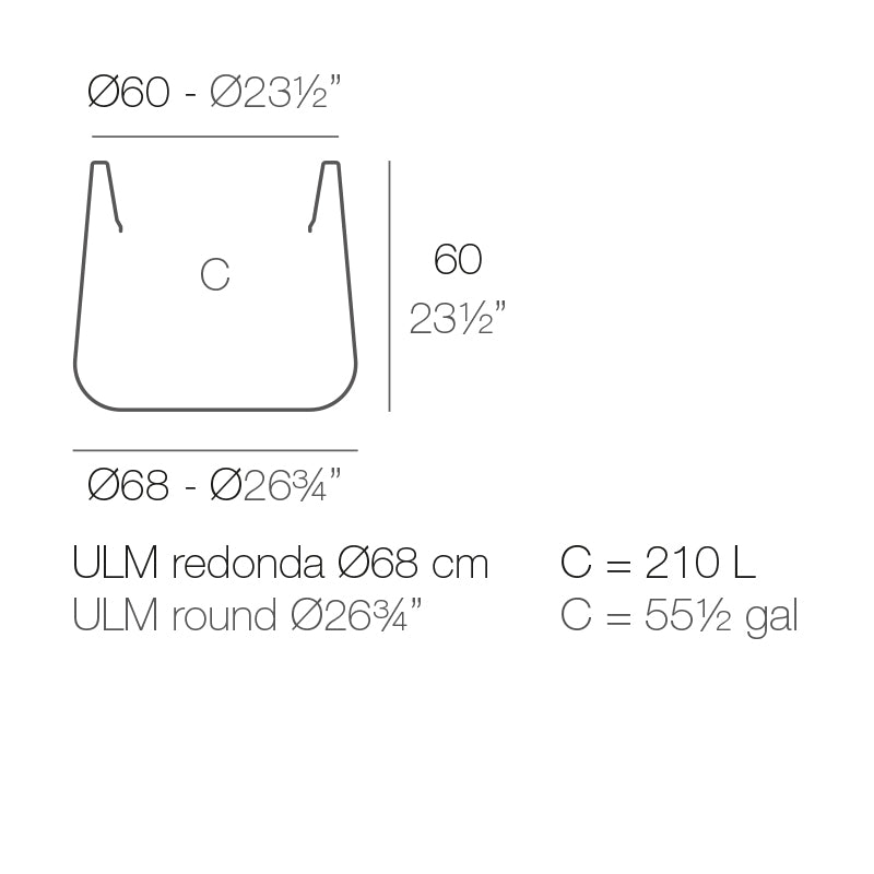 Vondom Ulm Pflanzgefäß rund, 68 cm Maße