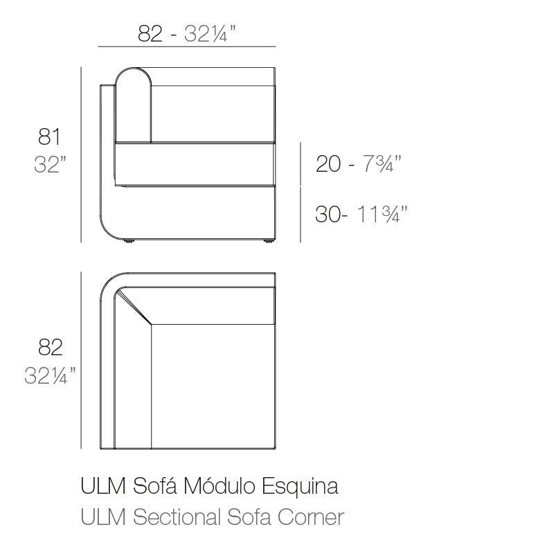 Vondom Ulm modulares Sofa Eckmodul Maße
