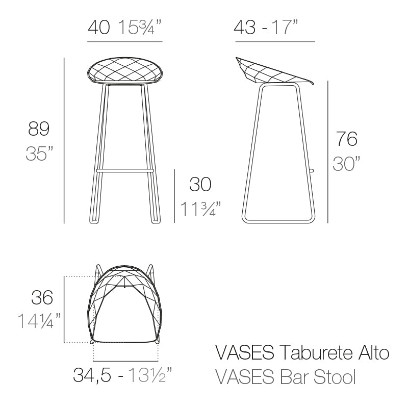 Vondom Vases Barstuhl, 2er Set Maße