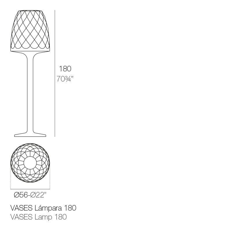 Vondom Vases Gartenleuchte 56x180 cm Maße