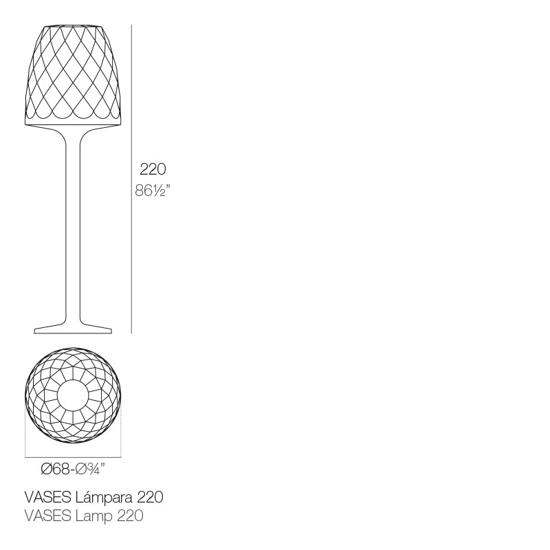 Vondom Vases Gartenleuchte 68x220 cm Maße