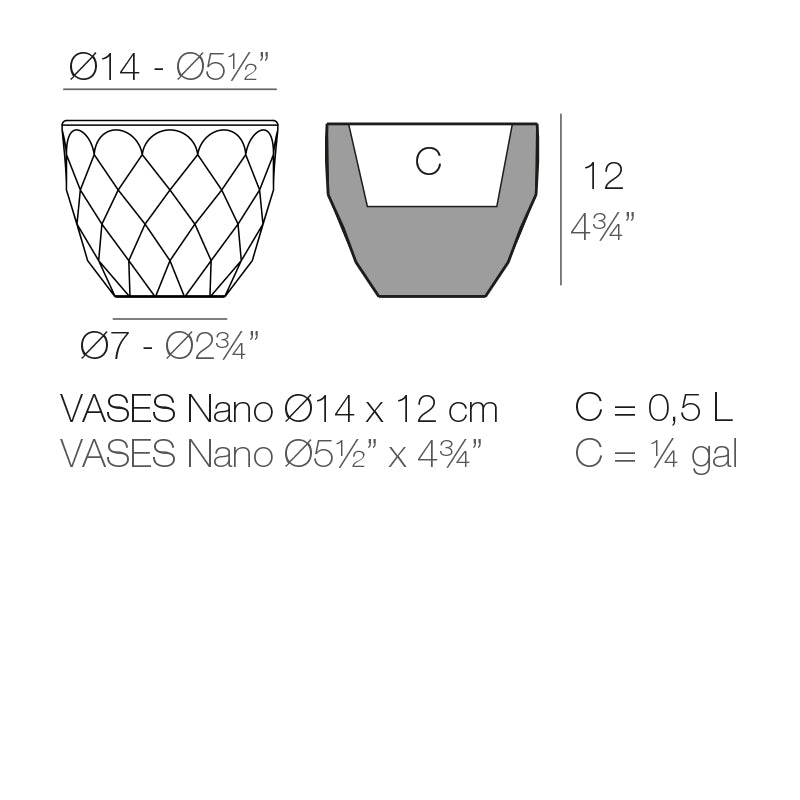 Vondom Vases Nano Pflanzgefäß 14x12cm Maße