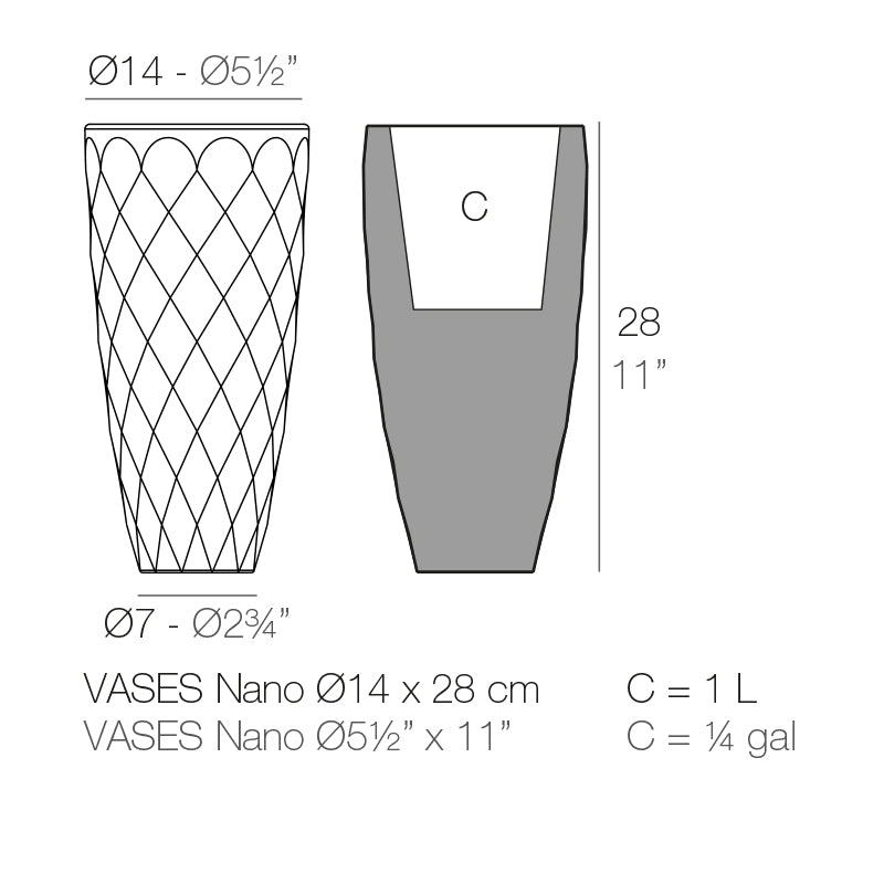 Vondom Vases Nano Pflanzgefäß 14x28cm Maße