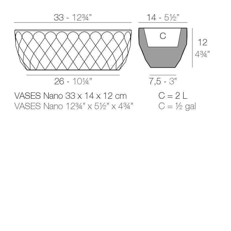 Vondom Vases Nano Pflanzgefäß 14x33x12cm Maße