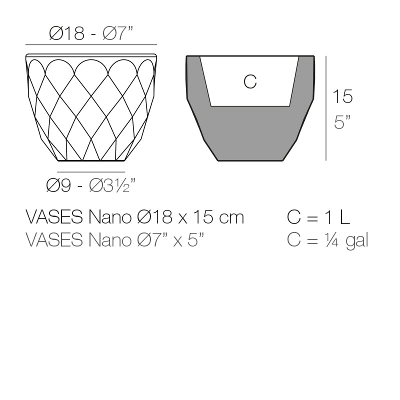 Vondom Vases Nano Pflanzgefäß 18x15cm Maße