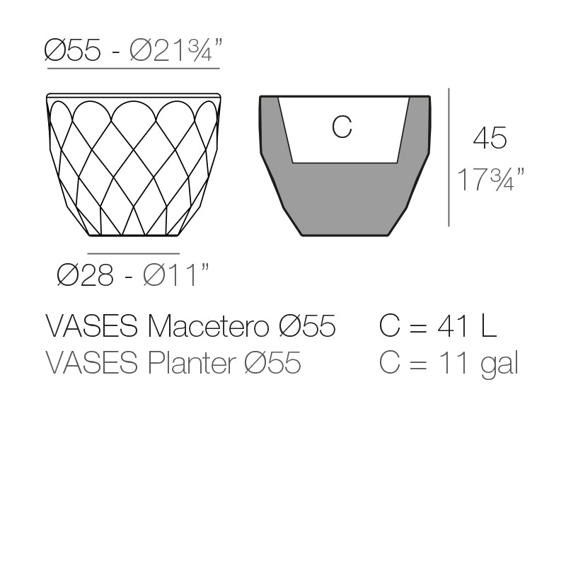 Vondom Vases Pflanzgefäß 55x45cm Maße