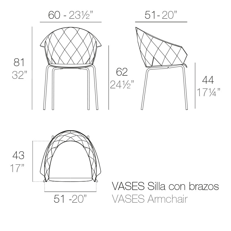 Vondom Vases Stuhl, 4er Set Maße