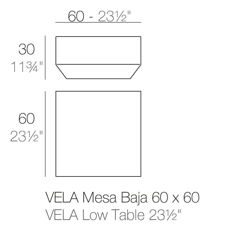 Vondom Vela Beistelltisch 60 cm, quadratisch Maße