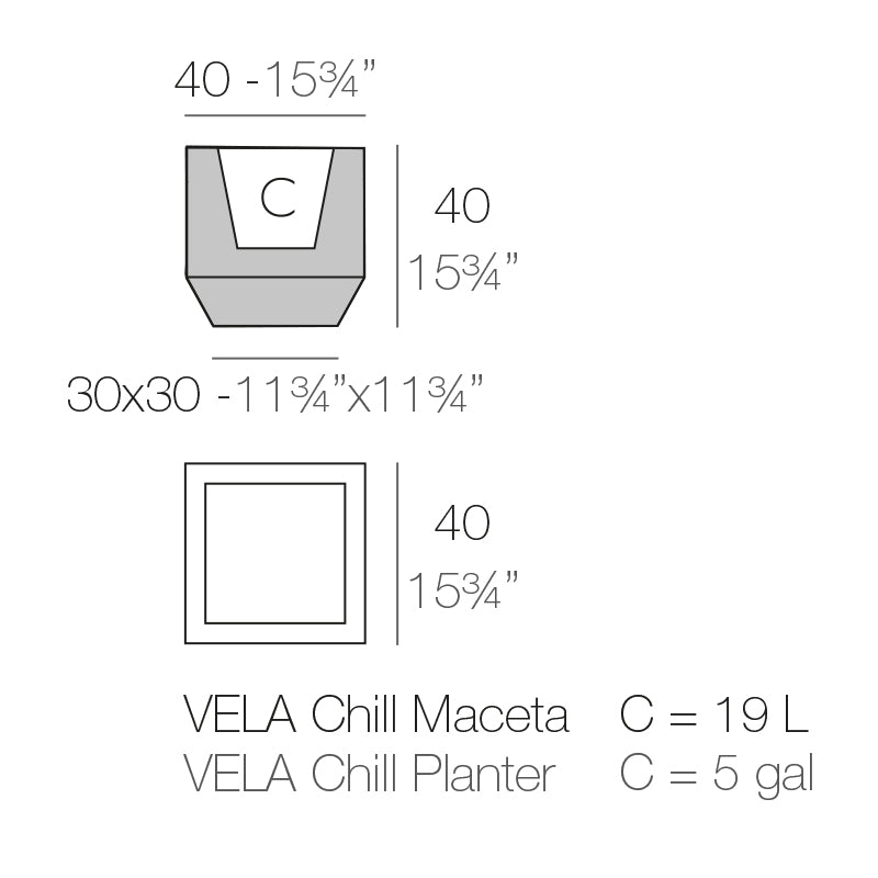 Vondom Vela Chill Pflanzgefäß Maße