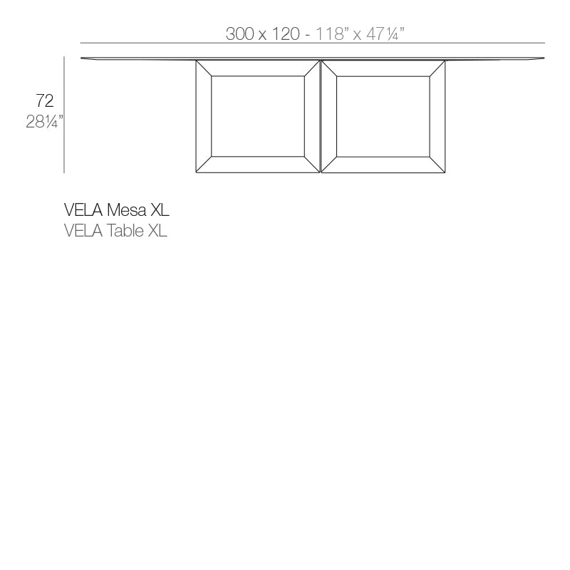Vondom Vela Esstisch 300 cm, rechteckig Maße