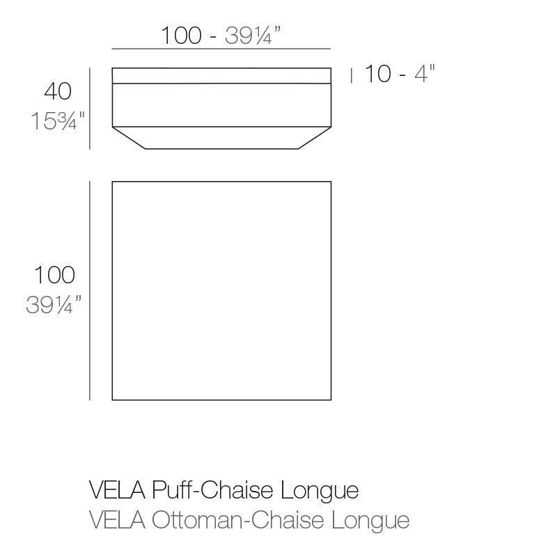 Vondom Vela Hocker 100cm, quadratisch Maße