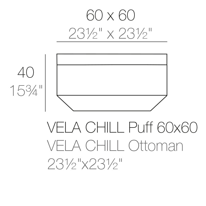 Vondom Vela Hocker 60cm, quadratisch Maße