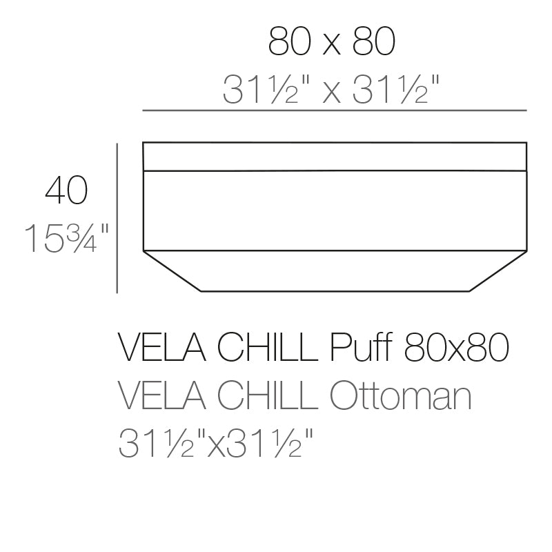Vondom Vela Hocker 80cm, quadratisch Maße