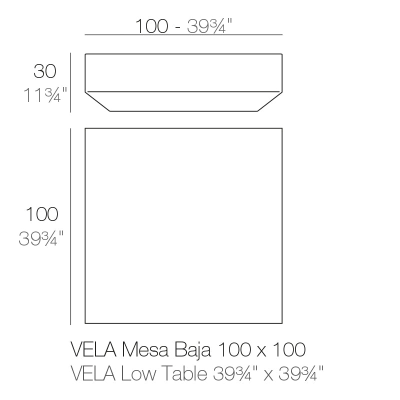 Vondom Vela Loungetisch 100 cm, quadratisch Maße