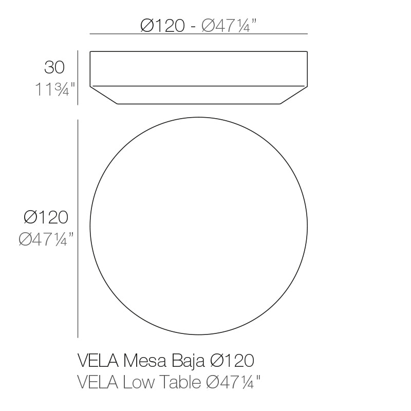 Vondom Vela Loungetisch, 120 cm, rund Maße