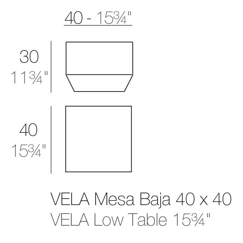 Vondom Vela Loungetisch 40 cm, quadratisch Maße