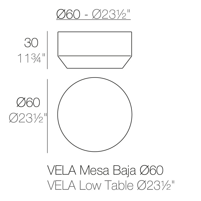 Vondom Vela Loungetisch 60 cm, rund Maße