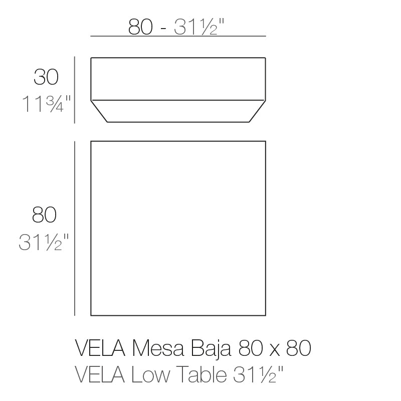 Vondom Vela Loungetisch 80 cm, quadratisch Maße