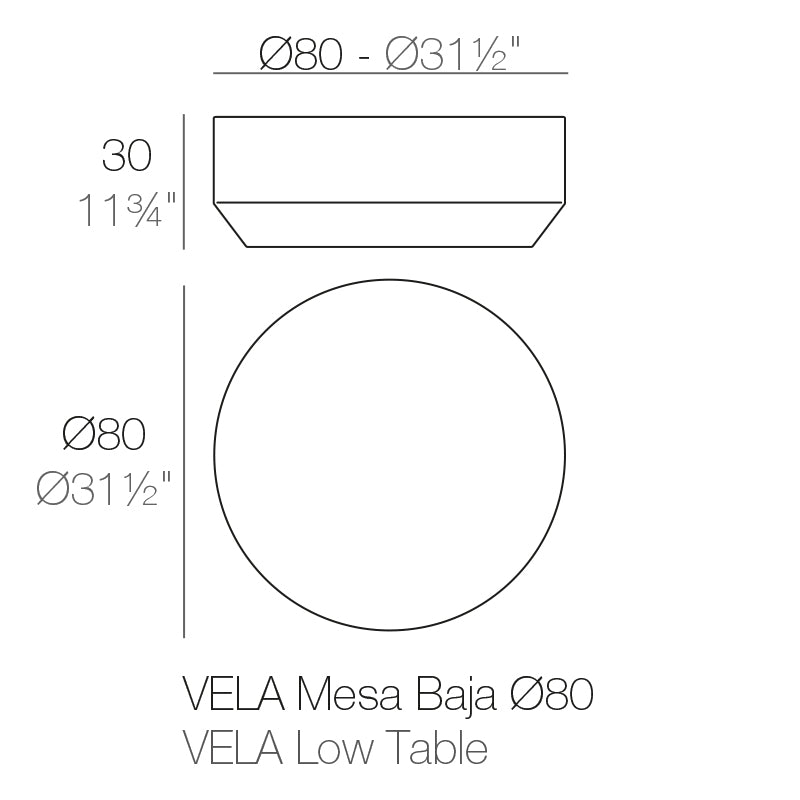 Vondom Vela Loungetisch 80 cm, rund Maße