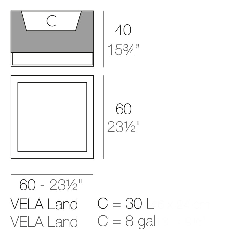 Vondom Vela Pflanzgefäß, 60x60x40 cm Maße