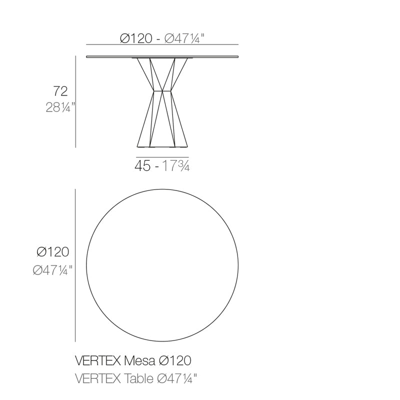 Vondom Vertex Tisch 120 cm, rund Maße