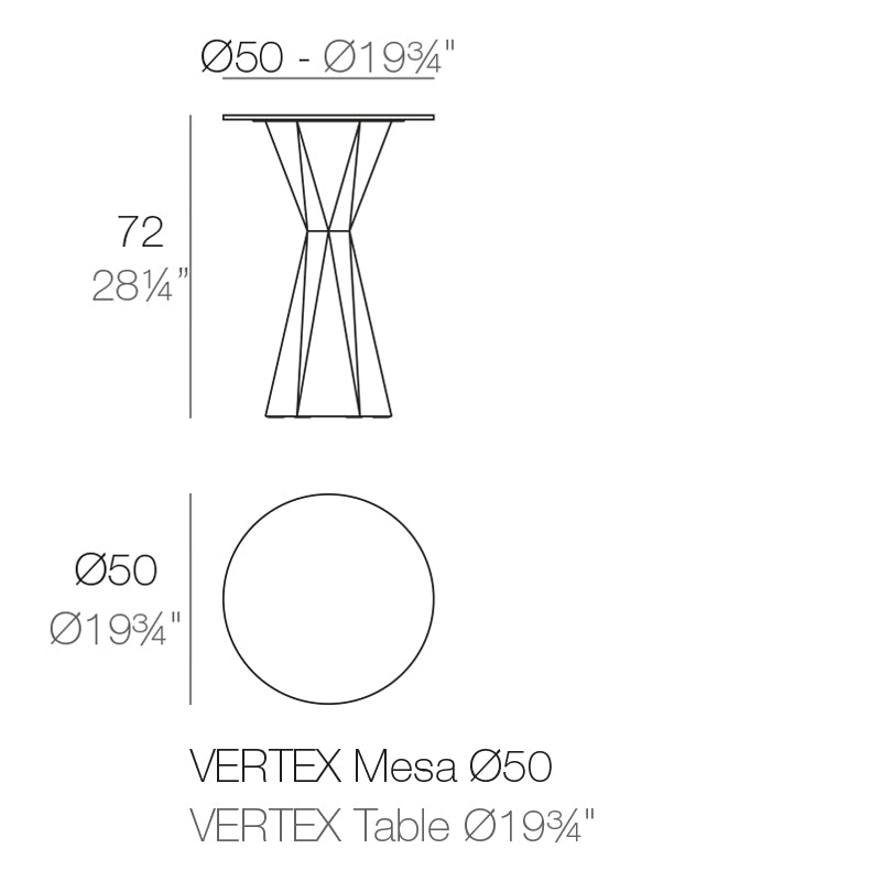 Vondom Vertex Tisch 50 cm, rund Maße