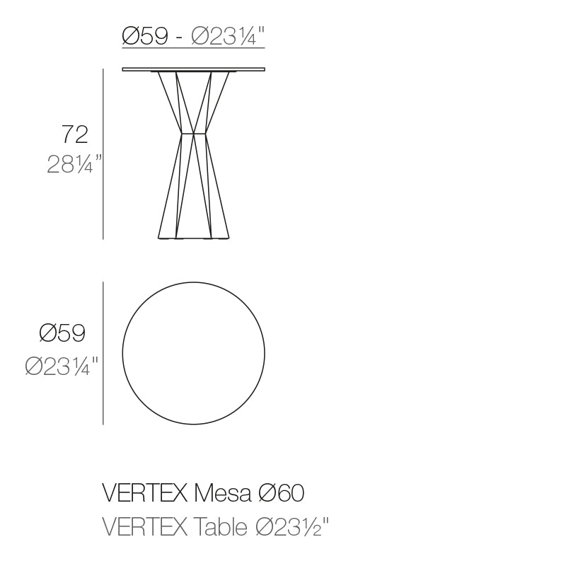 Vondom Vertex Tisch 60 cm, rund Maße
