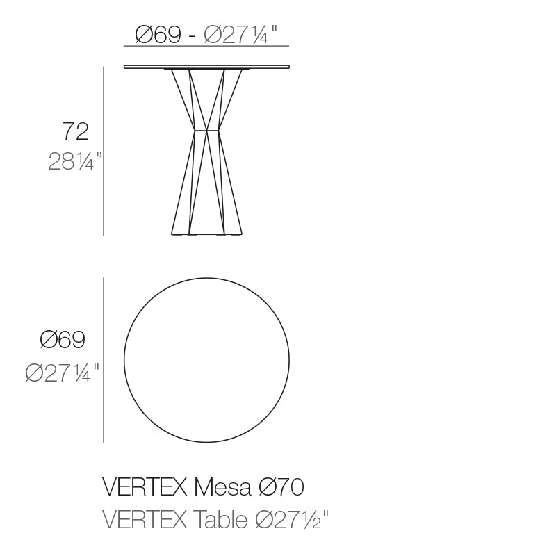 Vondom Vertex Tisch 70 cm, rund Maße