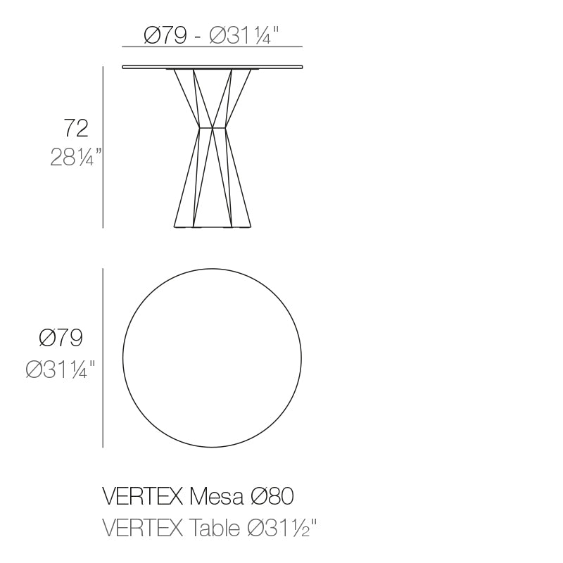 Vondom Vertex Tisch 80 cm, rund Maße