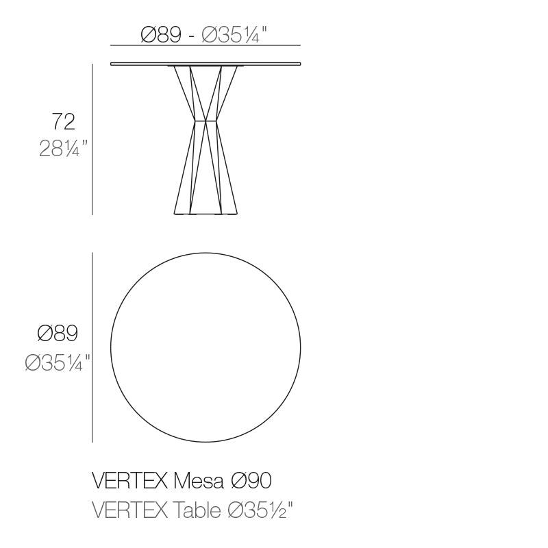 Vondom Vertex Tisch 90 cm, rund Maße
