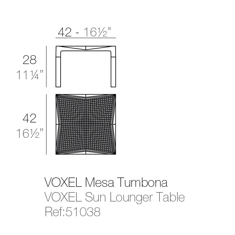 Vondom Voxel Beistelltisch 42 cm, quadratisch, 4er Set Maße