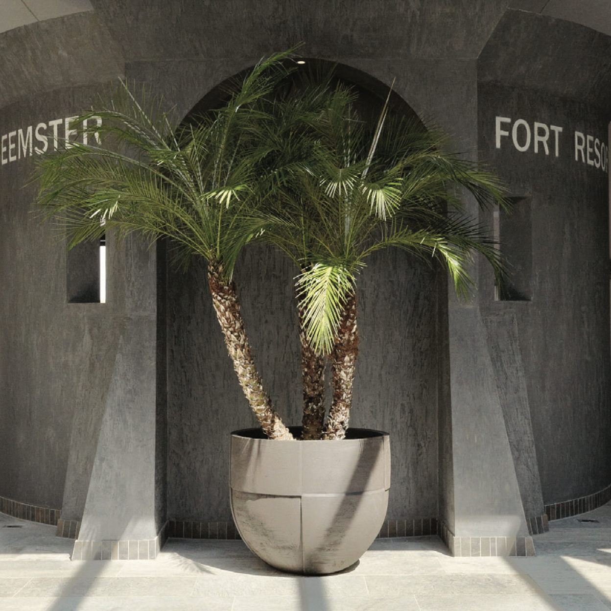 Atelier Vierkant UO Pflanzgefäß als Solitär im Garten, frostfest und ganzjährig im Außenbereich einsetzbar.