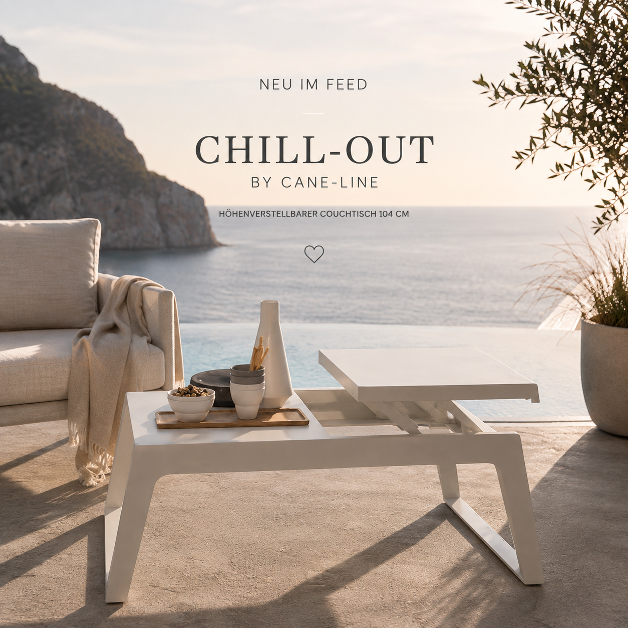 Cane-Line Chill-out höhenverstellbarer Couchtisch 104 cm, Ausstellungsstück