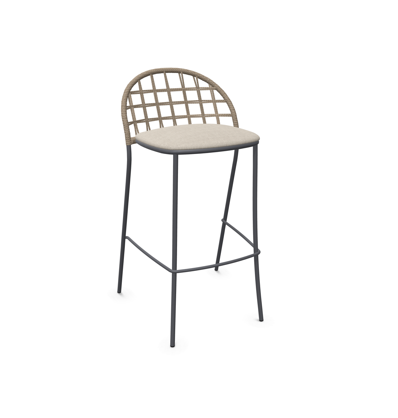 expormim I Petale niedriger Barstuhl mit Seil im Gittermuster, 2er Set