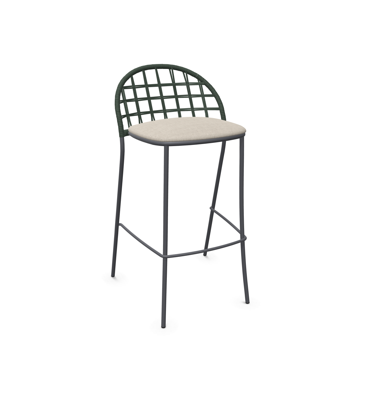 expormim I Petale niedriger Barstuhl mit Seil im Gittermuster, 2er Set