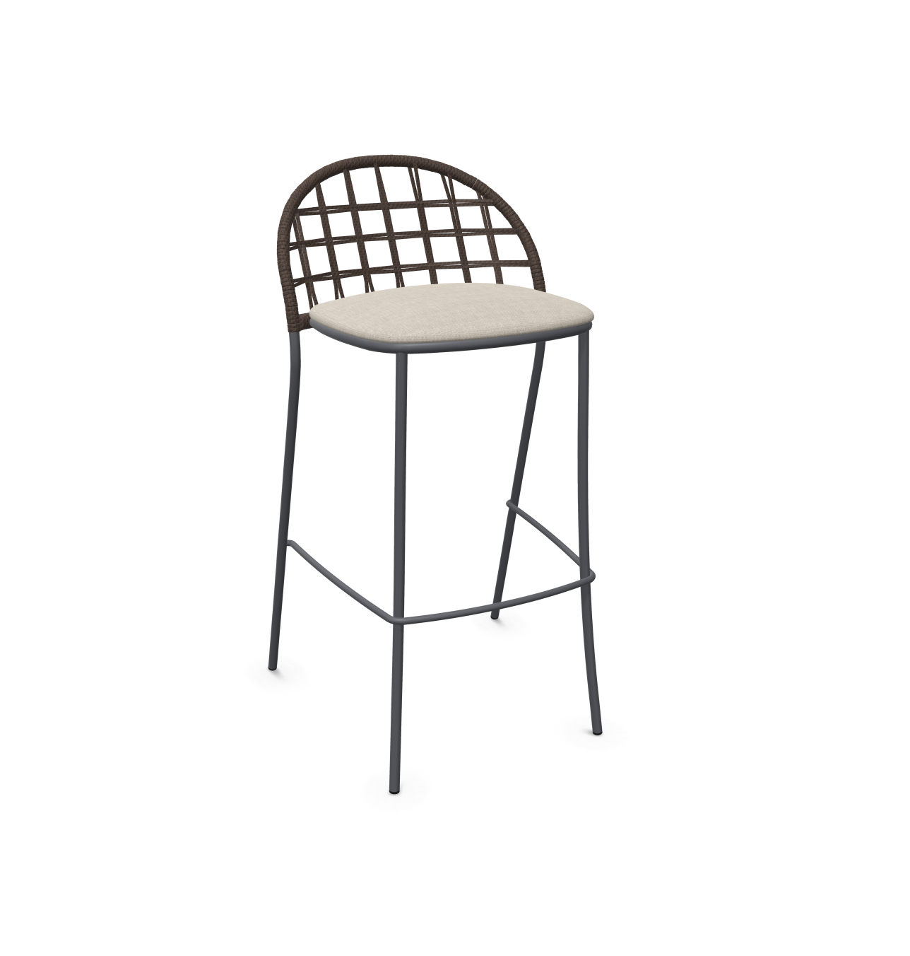 expormim I Petale niedriger Barstuhl mit Seil im Gittermuster, 2er Set