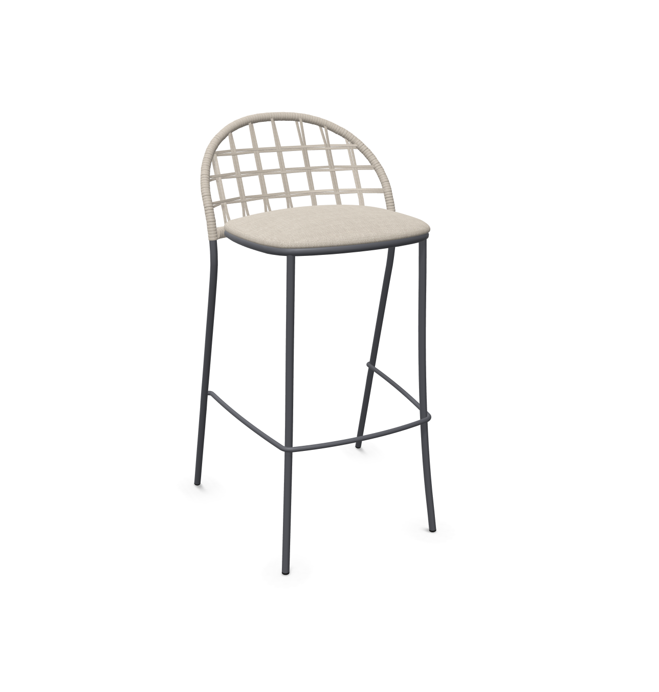 expormim I Petale Barstuhl mit Seil im Gittermuster, 2er Set