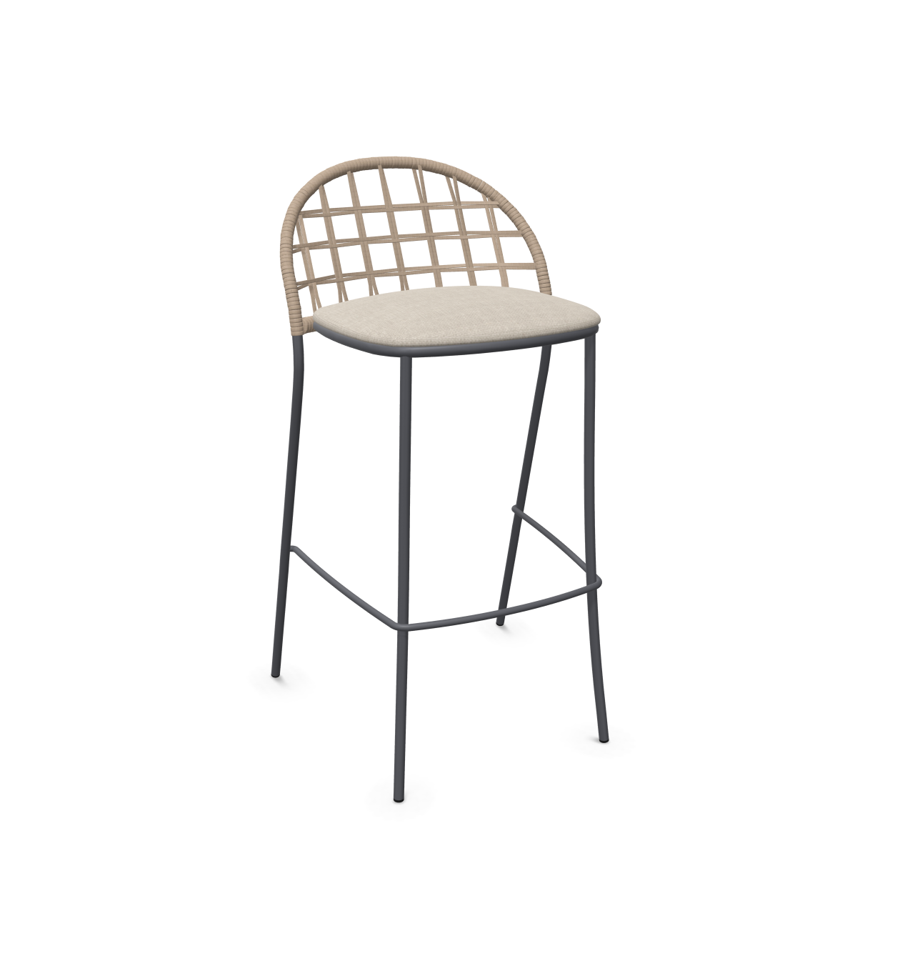 expormim I Petale Barstuhl mit Seil im Gittermuster, 2er Set