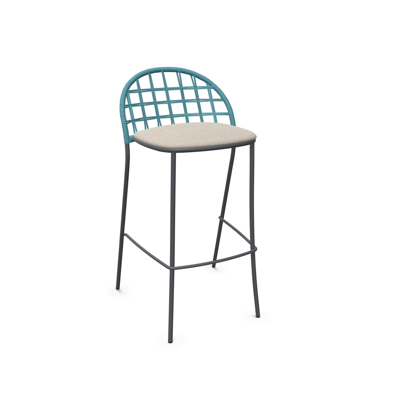 expormim I Petale Barstuhl mit Seil im Gittermuster, 2er Set