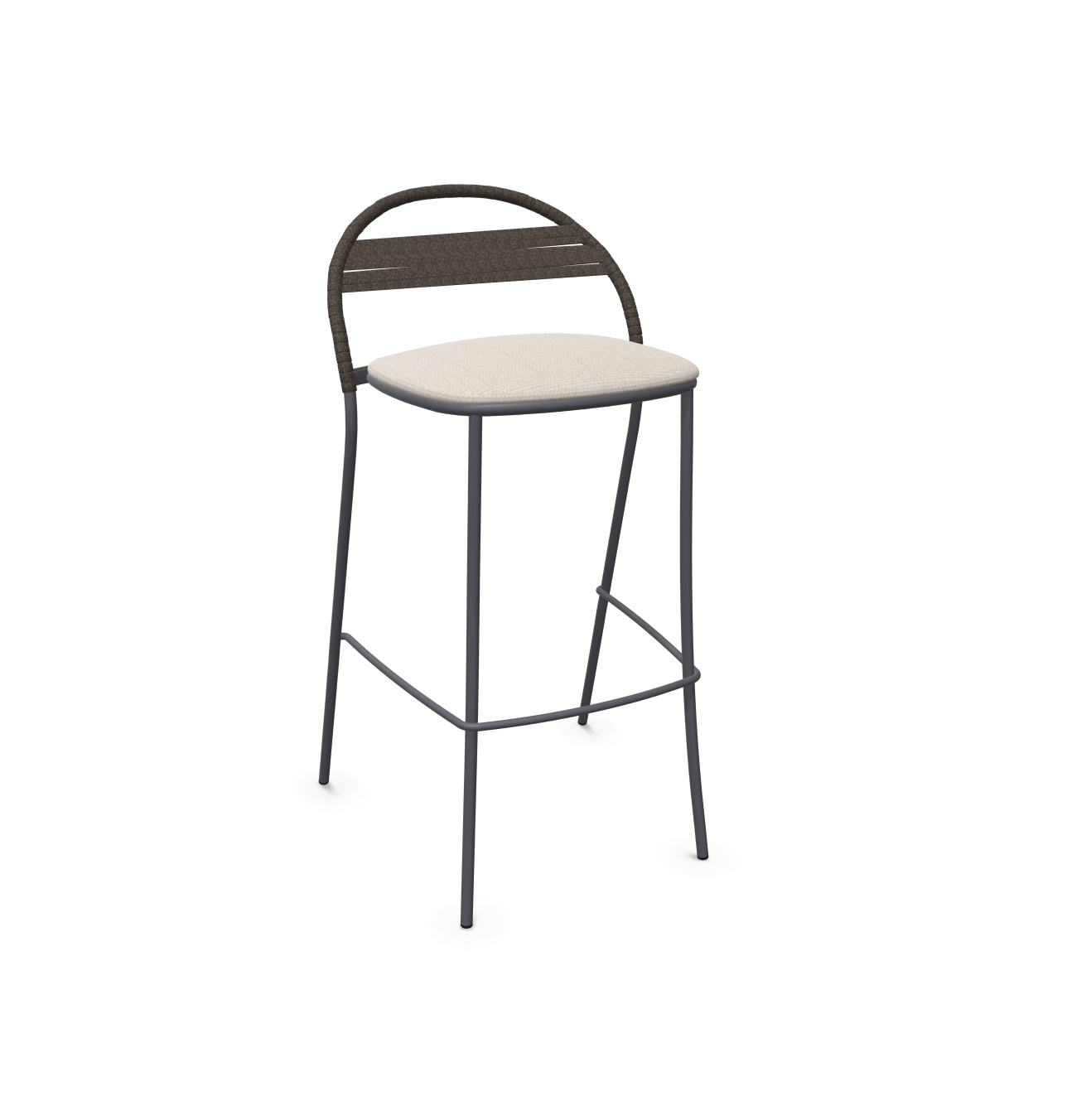 expormim I Petale niedriger Barstuhl mit Seil im horizontalen Muster, 2er Set