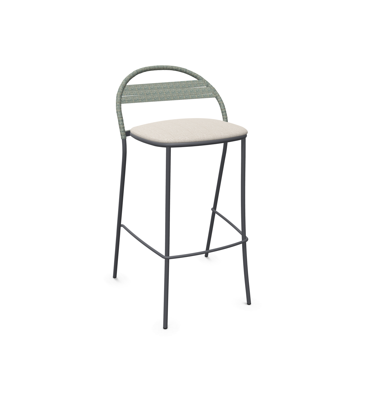 expormim I Petale niedriger Barstuhl mit Seil im horizontalen Muster, 2er Set