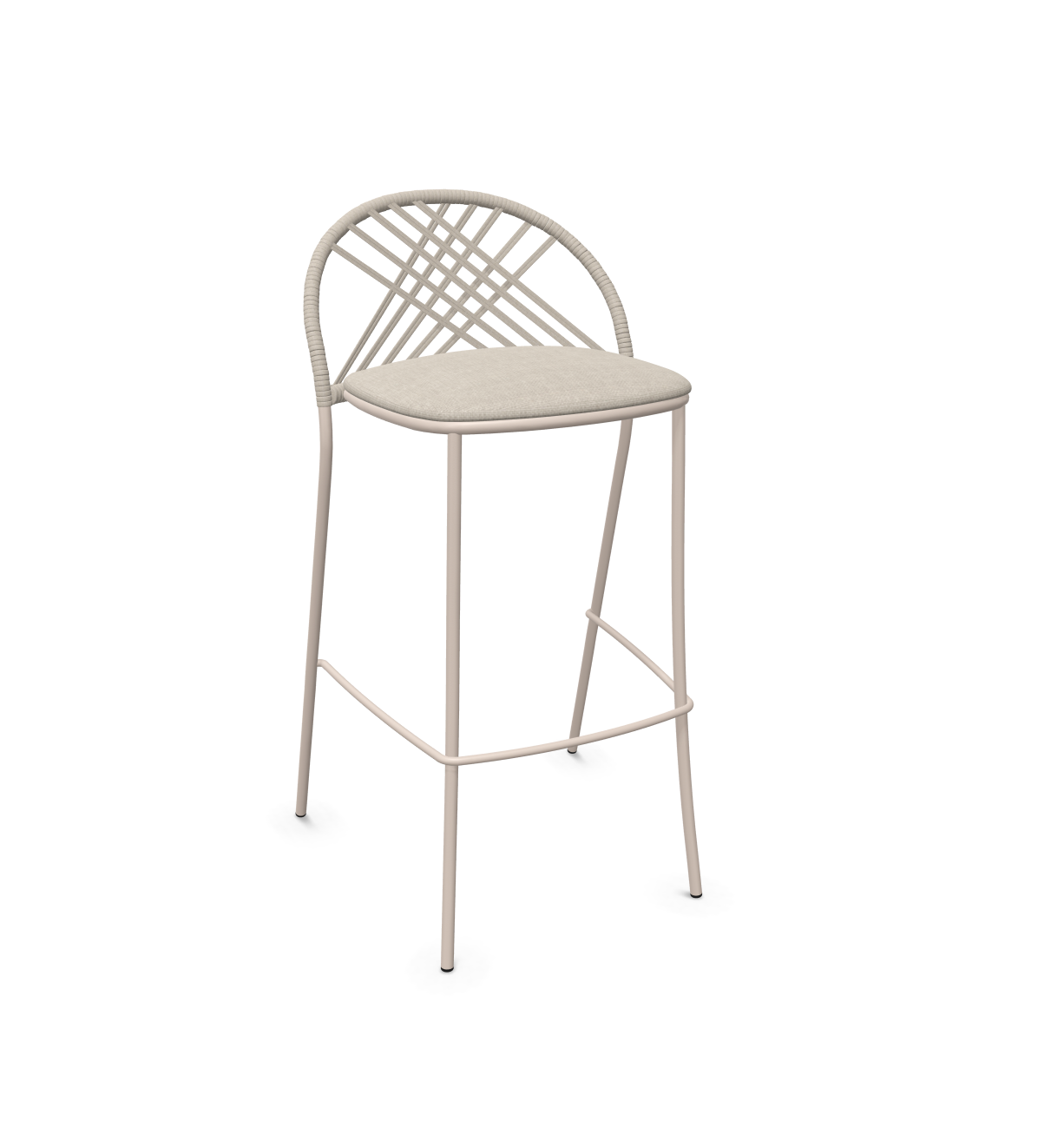 expormim I Petale niedriger Barstuhl mit Seil im Rautenmuster, 2er Set