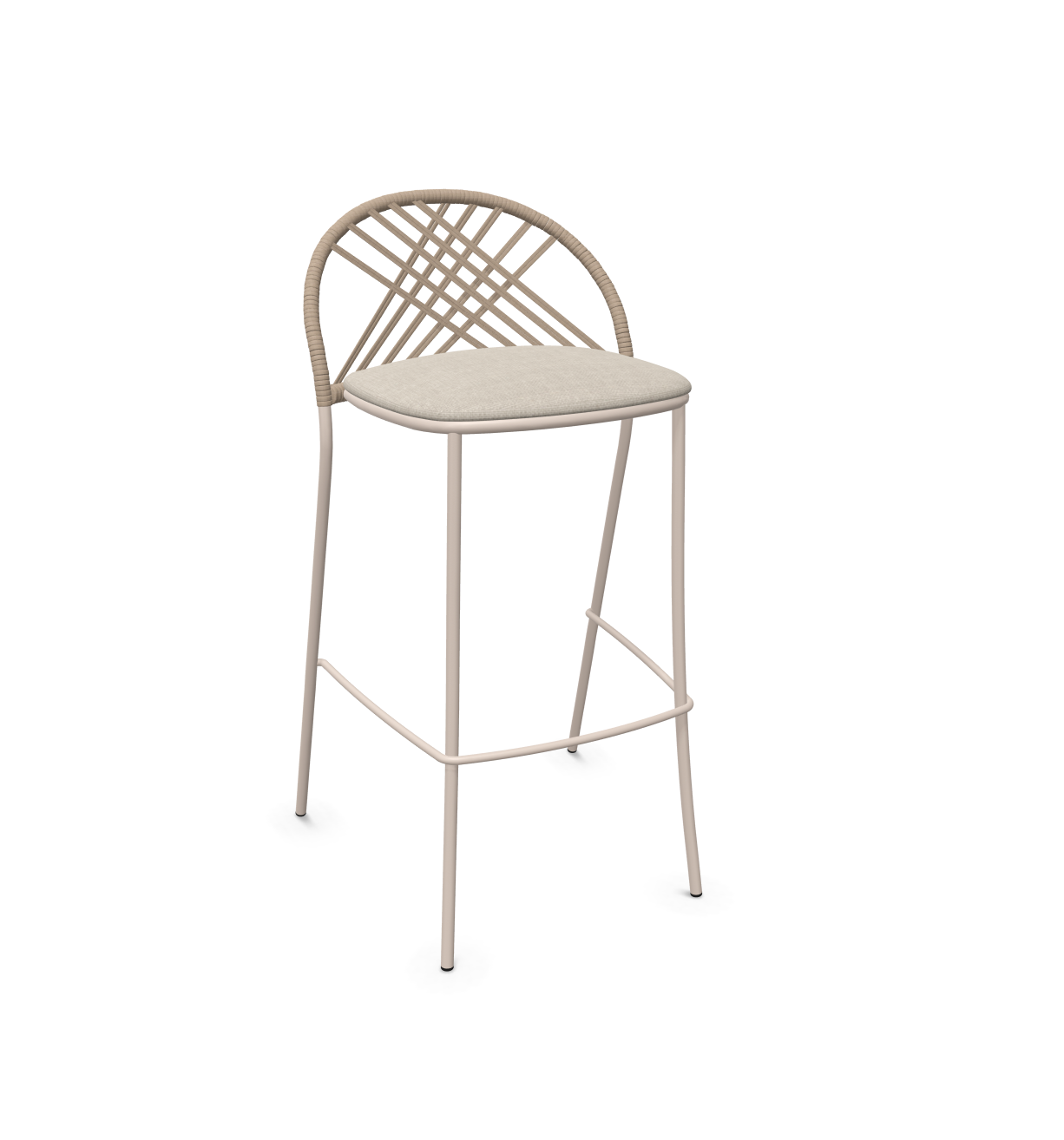 expormim I Petale niedriger Barstuhl mit Seil im Rautenmuster, 2er Set