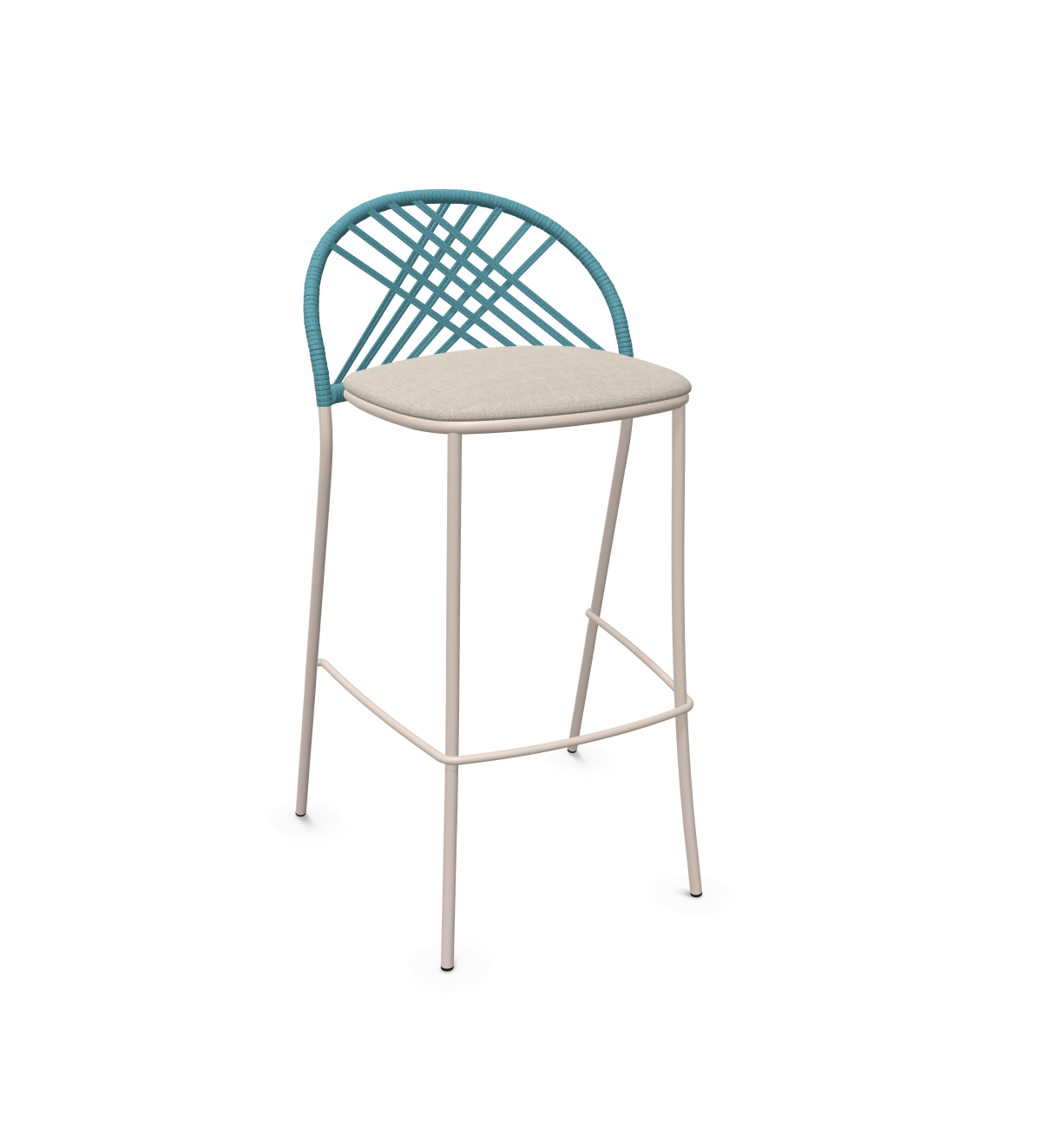 expormim I Petale niedriger Barstuhl mit Seil im Rautenmuster, 2er Set