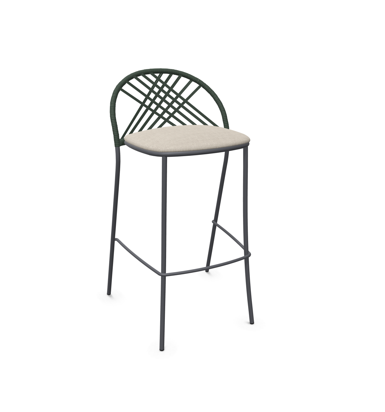 expormim I Petale niedriger Barstuhl mit Seil im Rautenmuster, 2er Set