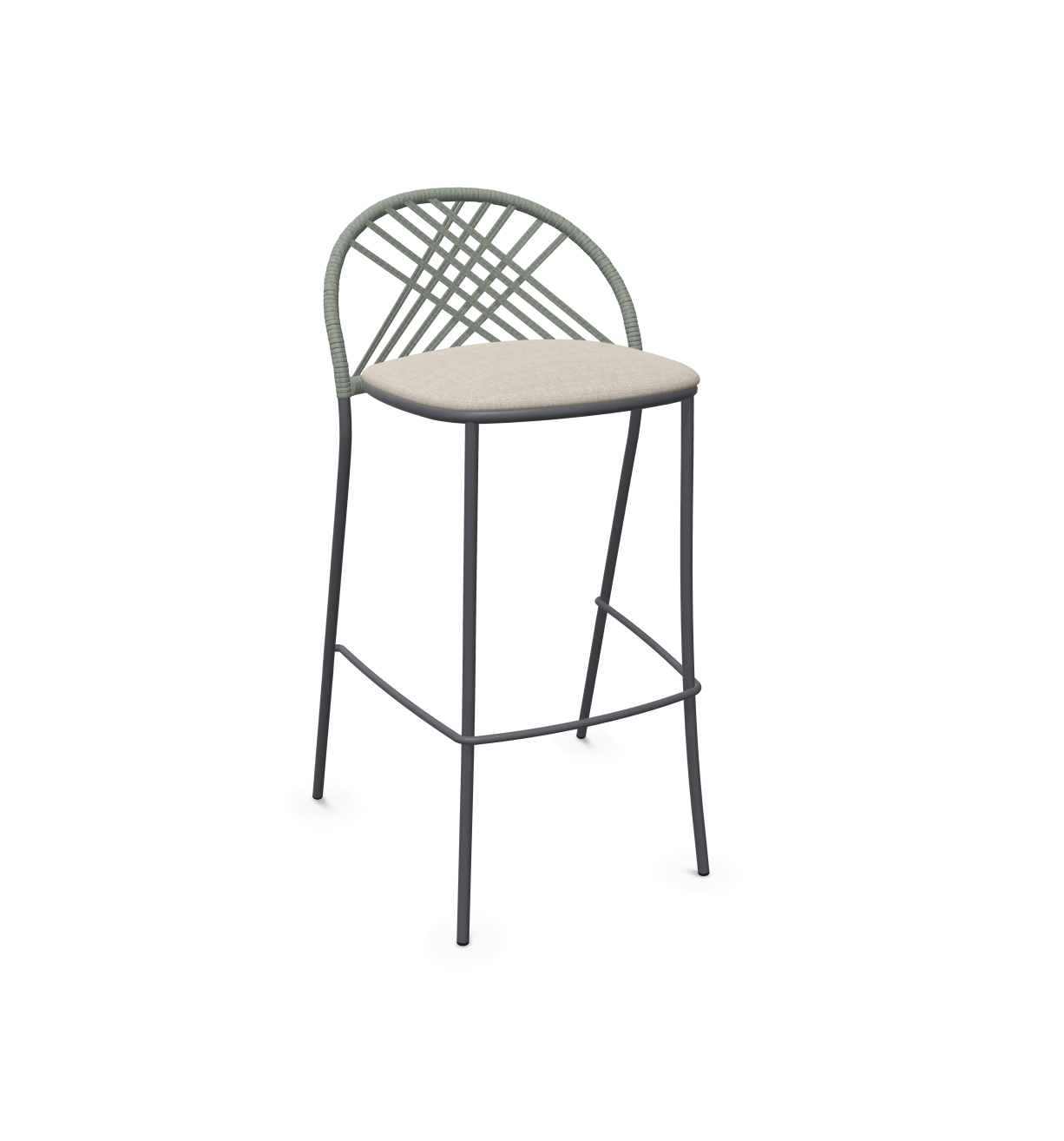 expormim I Petale Barstuhl mit Seil im Rautenmuster, 2er Set